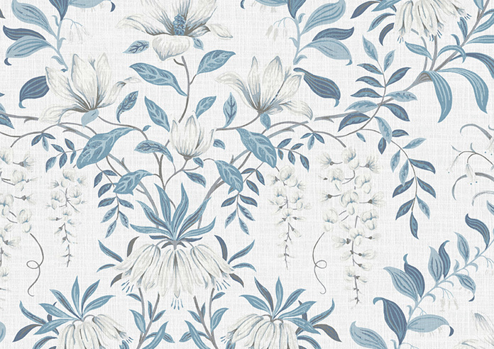 Laura Ashley Parterre, Off White/Seaspray - Made to Measure Curtains - Image 8